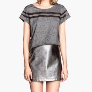 H&M Grey Tee with Mesh Embellishments